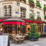 Typical view of the Parisian street with tables of brasserie (ca